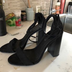 Zara Black Chunky Strap Heels